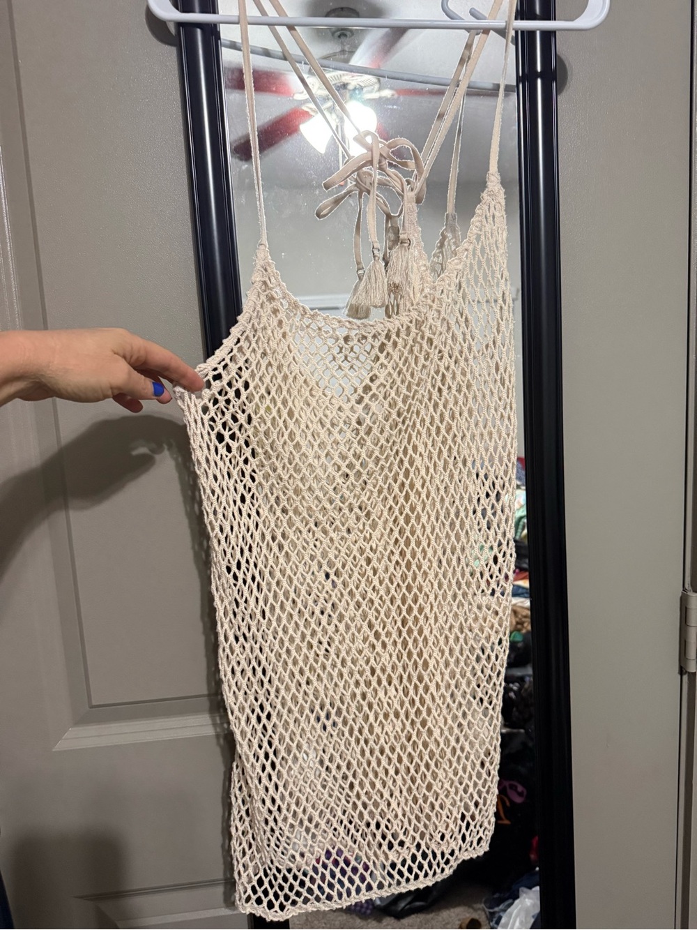 wild fable Open-Knit Tassel Strap Camisole - Cream